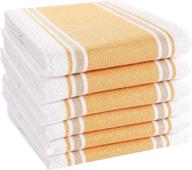 farmhouse vintage tea towels - 6 pack 100% cotton, highly absorbent & quick dry, hanging loop, professional grade - twill waffle, 18x28 inch - mustard logo