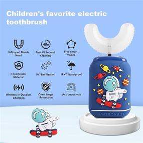 img 3 attached to 🦷 Autobrush Kids Toothbrush, Complete Mouth Care Toothbrush for Kids with 2 Brush Heads, Waterproof U Shaped Design, 360 Ultrasonic Electric Toothbrush for Kids with 5 Modes