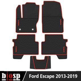 img 3 attached to 🚗 Premium Custom Fit Ford Escape 2013-2019 Car Floor Mats - Heavy Duty Rubber Liner Set - Black Red - All Weather Guard - Odorless