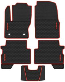 img 4 attached to 🚗 Premium Custom Fit Ford Escape 2013-2019 Car Floor Mats - Heavy Duty Rubber Liner Set - Black Red - All Weather Guard - Odorless