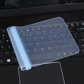 img 1 attached to 🔵 Blue Silicone Keyboard Protector Skin for 15.6"-17.3" Laptop Notebooks with Numeric Keypad (14.4" x 5.3") - Ultra Thin & Waterproof Universal Cover