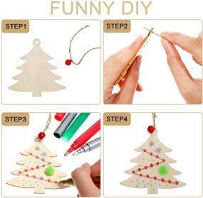 img 1 attached to 🎄 254 Piece Unfinished Christmas Ornament Set for DIY Christmas Crafts: Wooden Tree Ornaments with Blank Wood Slices, Jingle Bells, Pom Poms, Wiggle Eyes, and 4 Marking Pens