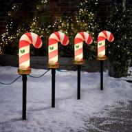 pallerina 7ft christmas candy cane pathway lights | light up outdoor markers + c7 bulbs for ornament yard, patio, garden, and walkway decoration logo