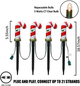 img 3 attached to Pallerina 7Ft Christmas Candy Cane Pathway Lights | Light Up Outdoor Markers + C7 Bulbs for Ornament Yard, Patio, Garden, and Walkway Decoration