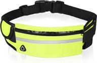 🏃 slim water resistant running belt: multifunctional waist bag with zipper pockets for running, gym, marathon & cycling - green logo