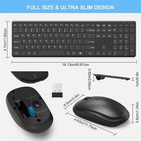 img 3 attached to Wireless Keyboard and Mouse Combo - WisFox Ultra-Slim, Rechargeable, Full-Size Silent Keyboard and Mouse for Laptop, Computer, Desktop, Surface, Mac, Windows 10/8/7