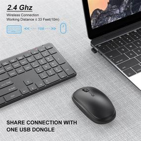 img 1 attached to Wireless Keyboard and Mouse Combo - WisFox Ultra-Slim, Rechargeable, Full-Size Silent Keyboard and Mouse for Laptop, Computer, Desktop, Surface, Mac, Windows 10/8/7