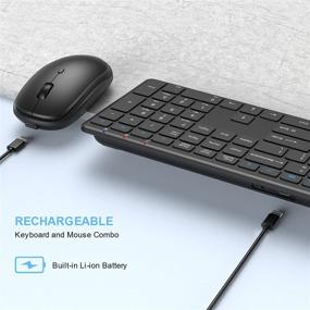 img 2 attached to Wireless Keyboard and Mouse Combo - WisFox Ultra-Slim, Rechargeable, Full-Size Silent Keyboard and Mouse for Laptop, Computer, Desktop, Surface, Mac, Windows 10/8/7