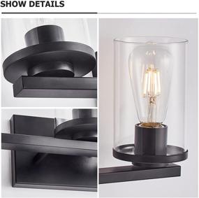 img 1 attached to 🚿 Matte Black Bathroom Vanity Light Fixtures with Clear Shades - Enhance Your Bathroom Lighting (Black, 3-Light)