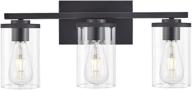 🚿 matte black bathroom vanity light fixtures with clear shades - enhance your bathroom lighting (black, 3-light) логотип