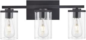 img 4 attached to 🚿 Matte Black Bathroom Vanity Light Fixtures with Clear Shades - Enhance Your Bathroom Lighting (Black, 3-Light)