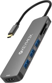img 4 attached to 🔌 KEYMOX USB C Hub HDMI: Multiport Adapter for MacBook Pro, 4K USB-C to HDMI, 3 USB 3.0 Ports, SD/TF Cards Reader - Compatible with MacBook Air Pro ChromeBook Pixel Matebook XPS & More Type C Devices