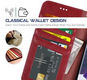 img 2 attached to Arae Wallet Case For Samsung Galaxy Note 20 Ultra With Wrist Strap And Credit Card Holders - Wine Red