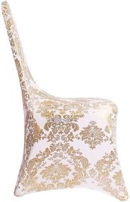 img 3 attached to 🌼 Set of 10 Dining Chair Covers Bronzing Gold Flower Print Washable Spandex Stretch Slipcovers - Removable & Decorative Chair Protectors for Party, Wedding & Home Decor - Gold+White