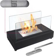 atr art to real rectangle tabletop bio ethanol fireplace in black - upgraded indoor outdoor fire pit, realistic burning, portable fire bowl pot fireplace logo