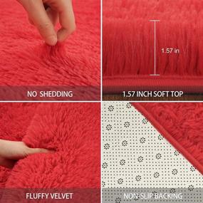 img 1 attached to 🔴 BENRON Soft Fluffy Area Rug 4x6 - Modern Shag Rug for Bedroom & Living Room, Plush Boys & Girls Kids Room Carpets, Solid Nursery Floor Carpet, Red