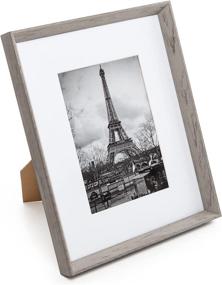 img 2 attached to 🖼️ UPsimples 8x10 Rustic Picture Frames - High Definition Glass, Displaying 5x7 Photos with Mat or 8x10 Without Mat, for Wall or Tabletop - Set of 5, Light Grey