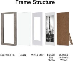 img 3 attached to 🖼️ UPsimples 8x10 Rustic Picture Frames - High Definition Glass, Displaying 5x7 Photos with Mat or 8x10 Without Mat, for Wall or Tabletop - Set of 5, Light Grey