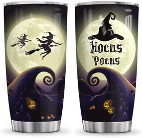 img 2 attached to 🎃 Spooky 64HYDRO 20oz Hocus Pocus Witch Crew Nightmare Halloween Boo Ghost Scary Pumpkin Trick Or Treat Halloween Tumbler Cup with Lid: Stay Warm and Stylish with this Double Wall Vacuum Insulated Travel Coffee Mug - DNGB2806007Z