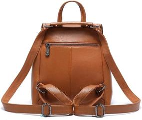 img 3 attached to 🎒 Heshe Women’s Genuine Leather Flap Backpack: Stylish Casual Daypack for Ladies and Girls (Standard Size, Brown)