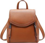 🎒 heshe women’s genuine leather flap backpack: stylish casual daypack for ladies and girls (standard size, brown) логотип