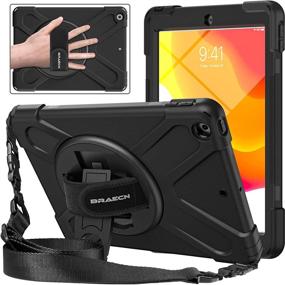 img 4 attached to 📱 BRAECNstock iPad 10.2 Case Kids Case for iPad 9th/8th/7th Generation 2021/2020/2019 with Screen Protector - Shockproof, Rotating Kickstand, Hand Strap, Shoulder Strap - iPad 9/8/7 Gen