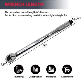 img 2 attached to 🔧 K Tool International 1/2-Inch Drive Click Torque Wrench, 10-150 ft/lbs. Capacity, 18-Inch Long Ratchet Style, Strong and Durable, Clear Measurement Readings; KTI72101