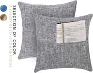 🛋️ yojack set of 2 linen throw pillow covers in silver gray - multi-functional decorative 18 x 18 inch with pockets for farmhouse home sofa couch decoration логотип