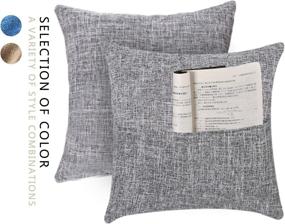 img 4 attached to 🛋️ yojack Set of 2 Linen Throw Pillow Covers in Silver Gray - Multi-functional Decorative 18 x 18 Inch with Pockets for Farmhouse Home Sofa Couch Decoration