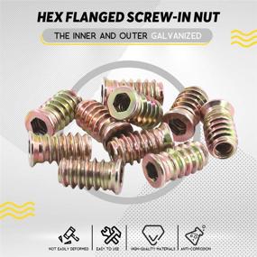 img 2 attached to 🔩 Hilitchi Zinc Plated Threaded Inserts Nuts for Wood Furniture, Screw in Nut Fastener Connector with Hex Socket Drive Assortment Kit – 1/4"-20 x 20mm (50PCS) including Bonus Hex Spanner