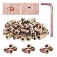 🔩 hilitchi zinc plated threaded inserts nuts for wood furniture, screw in nut fastener connector with hex socket drive assortment kit – 1/4"-20 x 20mm (50pcs) including bonus hex spanner logo