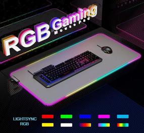 img 2 attached to 🖱️ YSAGi Многофункциональный RGB Геймерский Коврик для Мыши - Водонепроницаемая Поверхность из искусственной кожи PU, Большая Антискользящая Резиновая Основа - Темно-серый, 31.5'' x 15.7''