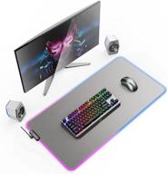 🖱️ ysagi многофункциональный rgb геймерский коврик для мыши - водонепроницаемая поверхность из искусственной кожи pu, большая антискользящая резиновая основа - темно-серый, 31.5'' x 15.7'' логотип