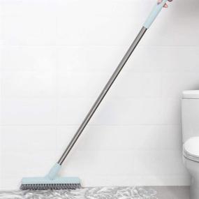 img 2 attached to 🧽 Efficient Floor Scrub Brush for Bathrooms with Long Handle - Ideal for Bathtubs, Showers, Tiles, and Grout - Rotatable, Easy to Maneuver - Light Blue