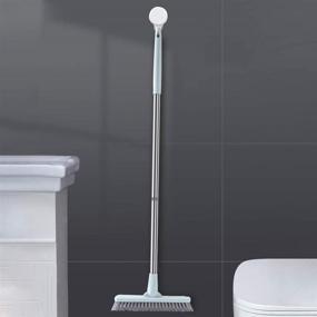 img 1 attached to 🧽 Efficient Floor Scrub Brush for Bathrooms with Long Handle - Ideal for Bathtubs, Showers, Tiles, and Grout - Rotatable, Easy to Maneuver - Light Blue