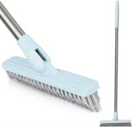 🧽 efficient floor scrub brush for bathrooms with long handle - ideal for bathtubs, showers, tiles, and grout - rotatable, easy to maneuver - light blue logo