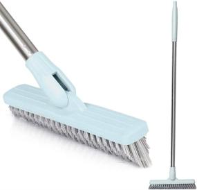 img 4 attached to 🧽 Efficient Floor Scrub Brush for Bathrooms with Long Handle - Ideal for Bathtubs, Showers, Tiles, and Grout - Rotatable, Easy to Maneuver - Light Blue