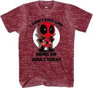 boldly embrace marvel deadpool with our men's heather t-shirt - perfect for comic fans! logo