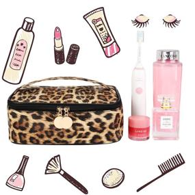 img 2 attached to Stylish Leopard Print Cosmetic & Makeup Bag Set with Convenient Zipper - Travel-friendly Toiletry Pouch for Women & Girls