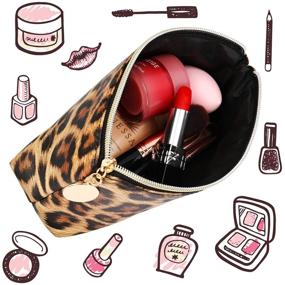 img 3 attached to Stylish Leopard Print Cosmetic & Makeup Bag Set with Convenient Zipper - Travel-friendly Toiletry Pouch for Women & Girls