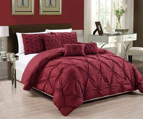 img 4 attached to 😍 Experience Luxurious Comfort with RT Designers Collection Cosmo 6-Piece Comforter Set - Queen Size, Burgundy