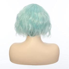 img 2 attached to 🌸 Mint Green Short Bob Wavy Wigs: Flapper-Inspired Synthetic Cosplay Wig for Women – Cute and Natural Party Costume Fashion Hairpiece – 10 Inches