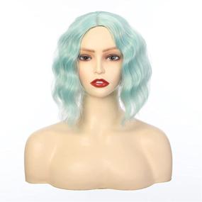 img 4 attached to 🌸 Mint Green Short Bob Wavy Wigs: Flapper-Inspired Synthetic Cosplay Wig for Women – Cute and Natural Party Costume Fashion Hairpiece – 10 Inches