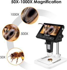 img 2 attached to 🔬 ANNLOV 4.3 Inch Coin Microscope - 50X-1000X Magnification LCD Digital Microscope with 8 Adjustable LED Lights for Kids and Adults - Ideal for Coin, Stamps, Plants, and Soldering