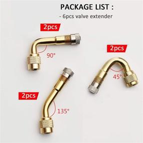 img 2 attached to Dsycar 6 Pack Gold Metal Valve Stem Extenders - 45°, 90°, 135° - Universal Extensions for Car, Motorcycle, Bike, and Truck