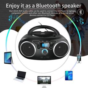 img 2 attached to 🎵 Enhanced Portable CD Player Boombox: Bluetooth, FM Radio, USB MP3 Playback, and Compact Design (WTB771)