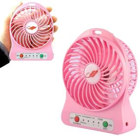 img 4 attached to LNtech Portable Mini USB Fan: Compact & Adjustable 3 Speeds with Rechargeable Battery – Ideal for Office, Home, and Travel (Pink)