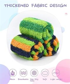 img 1 attached to 🐼 Panda Bros Kids Fuzzy Slipper Socks, Non-Skid Warm Fluffy Socks, 3 Pairs