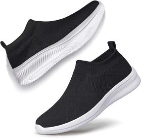 img 1 attached to 👟 Vibdiv All-Black Lightweight Breathable Anti-Slip Men's Shoes