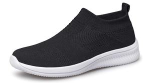 img 4 attached to 👟 Vibdiv All-Black Lightweight Breathable Anti-Slip Men's Shoes